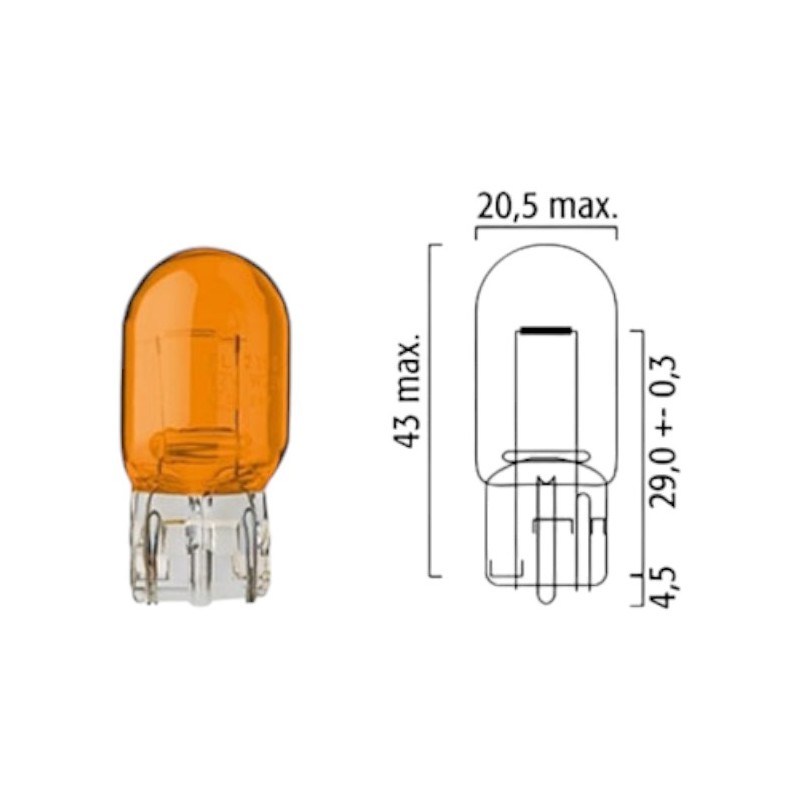 AMPÜL NORMAL DİPSİZ T20 12V 21W TEK DUY AMBER TURUNCU GERMANY FLÖSSER