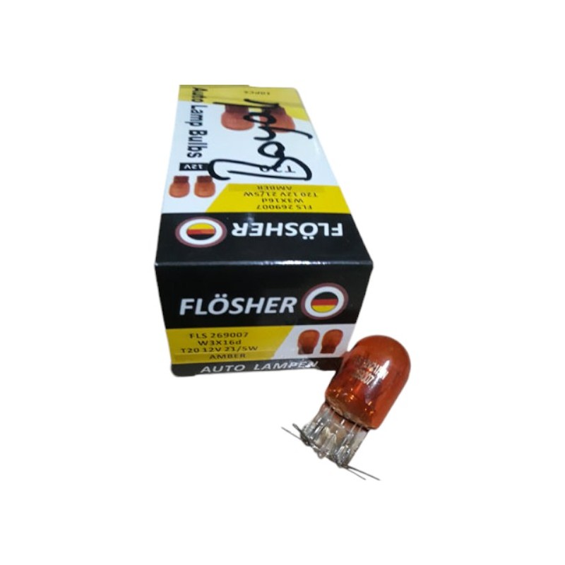 AMPÜL NORMAL DİPSİZ T20 12V 21-5W ÇİFT DUY AMBER TURUNCU GERMANY FLÖSS