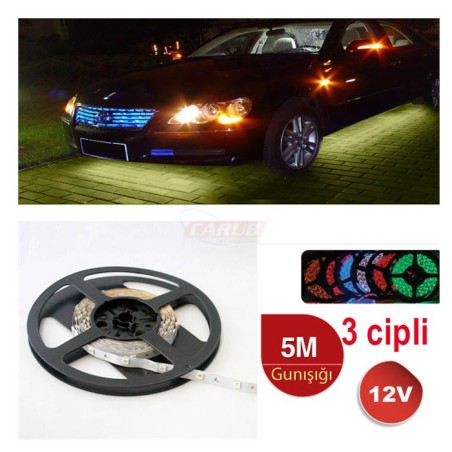 ELASTİK LED SİLİKONLU 5MT CARUB 3 ÇİPLİ 12V 300 LED GÜNIŞIĞI 4327528 C