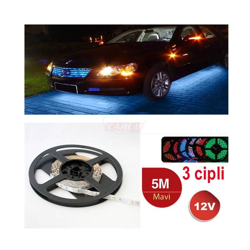 ELASTİK LED SİLİKONLU 5MT CARUB 3 ÇİPLİ 300 LED MAVİ 4327531 CARUB