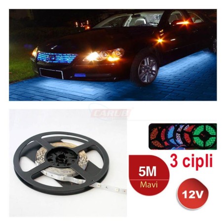 ELASTİK LED SİLİKONLU 5MT CARUB 3 ÇİPLİ 300 LED MAVİ 4327531 CARUB