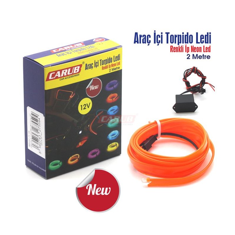 ELASTİK NEON KABLO 2MT SIKIŞTIRMALI 12V TURUNCU 4327559 CARUB
