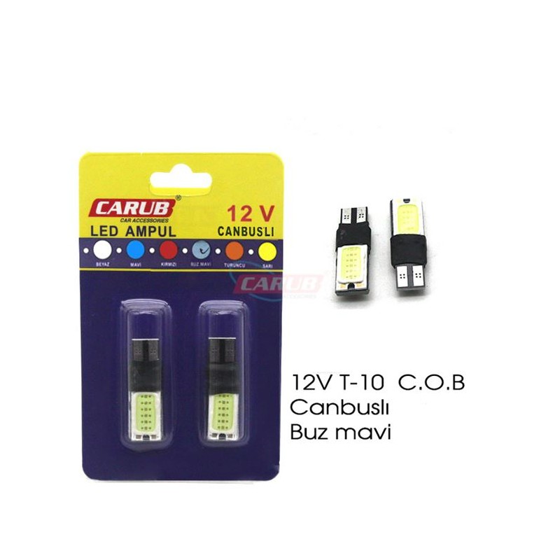 AMPÜL DİPSİZ LED 12V COB BUZ MAVİ 8000K 0405530 CARUB