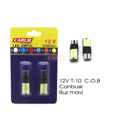 AMPÜL DİPSİZ LED 12V COB BUZ MAVİ 8000K 0405530 CARUB