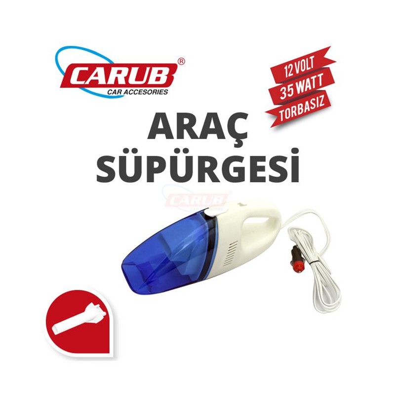 OTO ARAÇ SÜPÜRGESİ ÇAKMAKTAN 12V SİYAH MAVİ 0909001 CARUB
