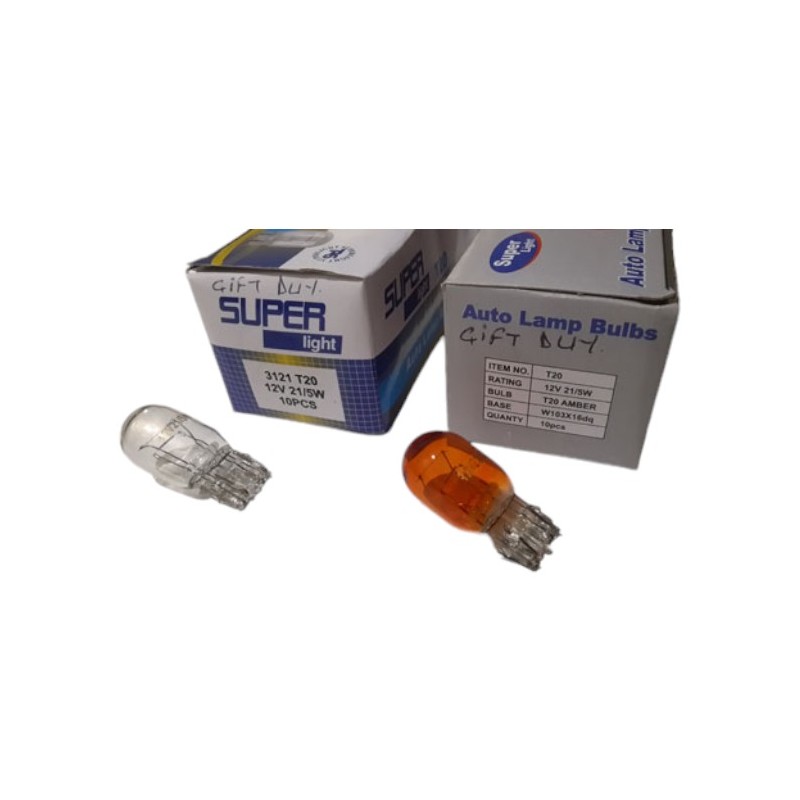 AMPÜL NORMAL DİPSİZ T20 12V 21-5W ÇİFT DUY AMBER TURUNCU SL3706 SUPERL