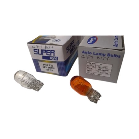 AMPÜL NORMAL DİPSİZ T20 12V 21-5W ÇİFT DUY AMBER TURUNCU SL3706 SUPERL
