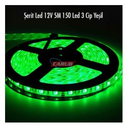 ELASTİK LED SİLİKONLU 5MT 3 ÇİPLİ 12V YEŞİL CARUB 4327505 CARUB