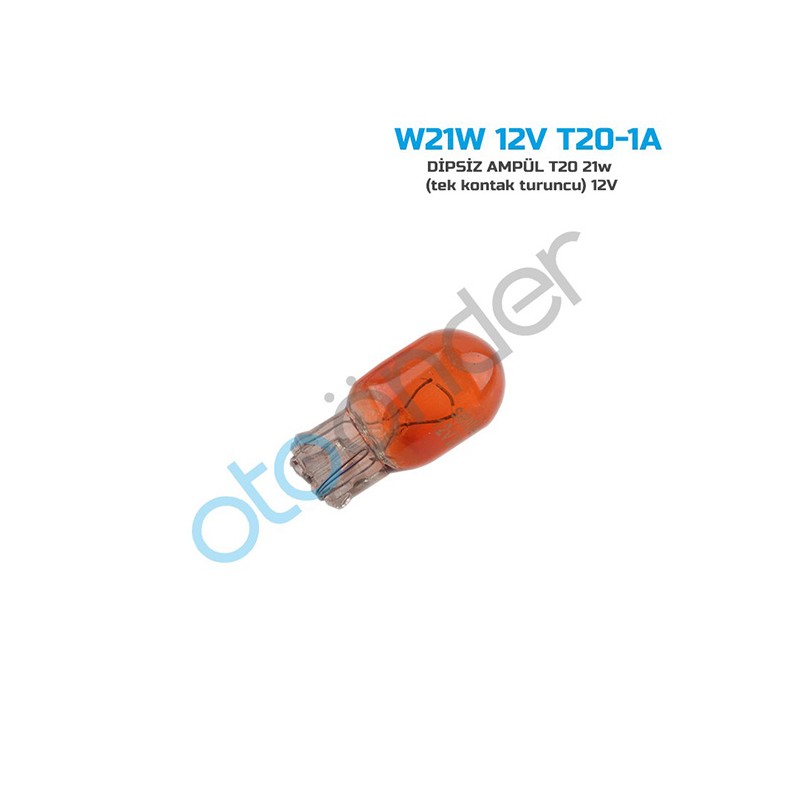 AMPÜL NORMAL DİPSİZ T20 12V 21W TEK DUY AMBER TURUNCU SENTİNEL 12VT20