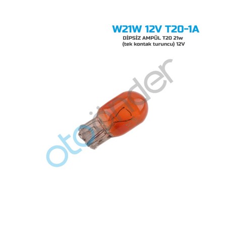 AMPÜL NORMAL DİPSİZ T20 12V 21W TEK DUY AMBER TURUNCU SENTİNEL 12VT20