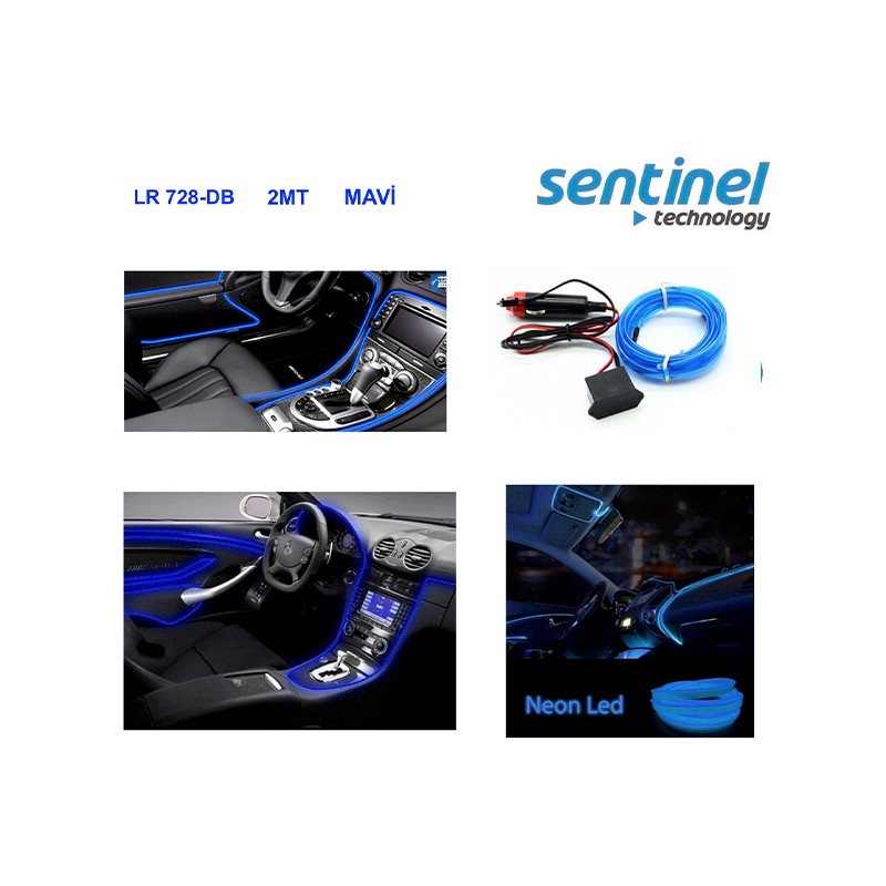 ELASTİK NEON KABLO 2MT SIKIŞTIRMALI 12V MAVİ LR 728 2MT DB LR-728-2MT-