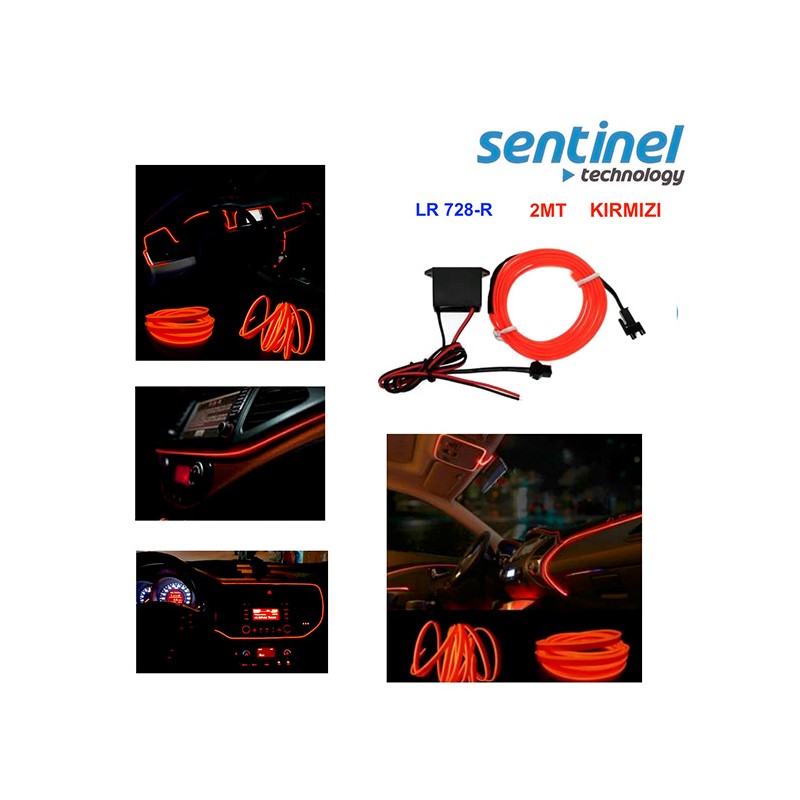 ELASTİK NEON KABLO 2MT SIKIŞTIRMALI 12V KIRMIZI LR 728 2MT R LR-728-2M