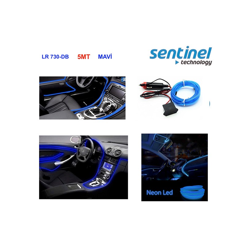ELASTİK NEON KABLO 5MT SIKIŞTIRMALI 12V MAVİ LR 728 5MT DB LR-730-5MT-