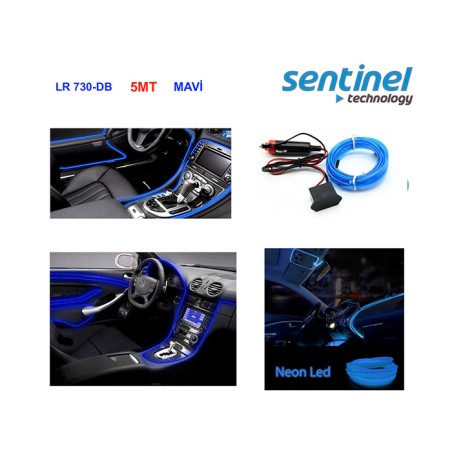 ELASTİK NEON KABLO 5MT SIKIŞTIRMALI 12V MAVİ LR 728 5MT DB LR-730-5MT-
