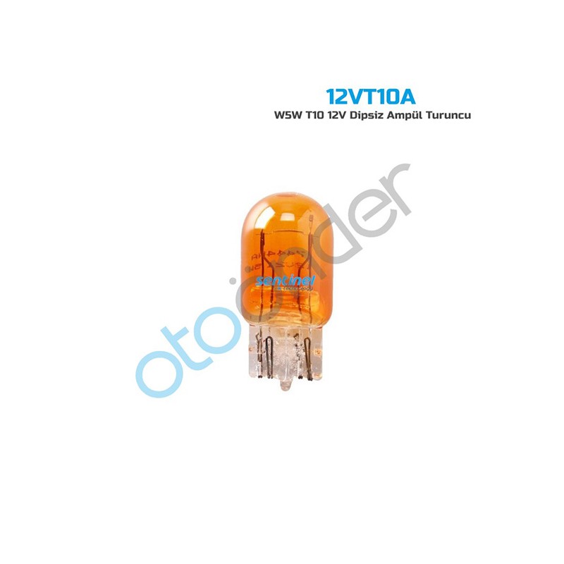 AMPÜL NORMAL DİPSİZ T10 12V 5W AMBER TURUNCU SENTİNEL 12VT10T 12VT10A