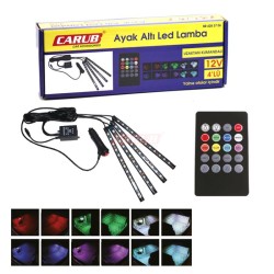 ELASTİK LED AYAK ALTI UZ. KUMANDALI SESE DUYARLI. 7 RENK 12V 12 LED 4P