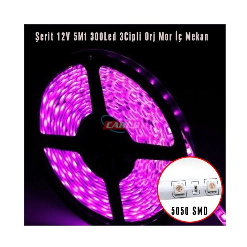 ELASTİK LED İÇ MEKAN 5MT 3 ÇİPLİ 12V ORJ. MOR CARUB 4327543 CARUB