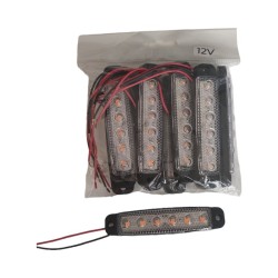 LED LAMBA PARMAK 6 LED İNCE MERCEKLİ BEYAZ CAM SARI LED 12V (PARLAK) 9