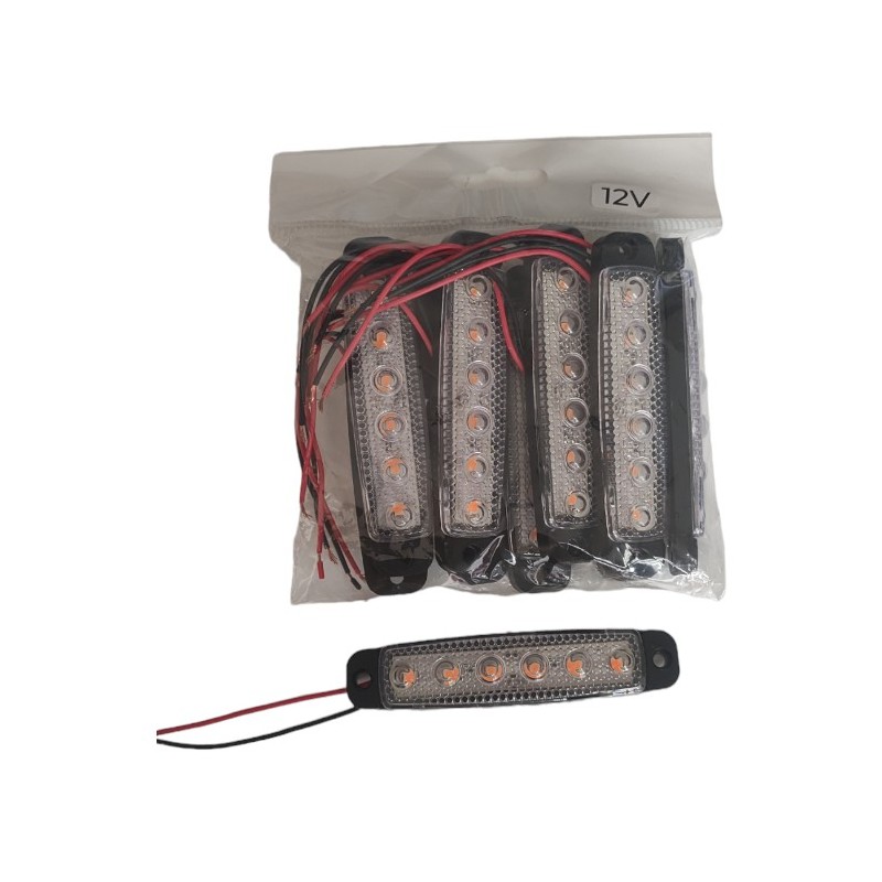 LED LAMBA PARMAK 6 LED İNCE MERCEKLİ BEYAZ CAM SARI LED 12V (PARLAK) 9