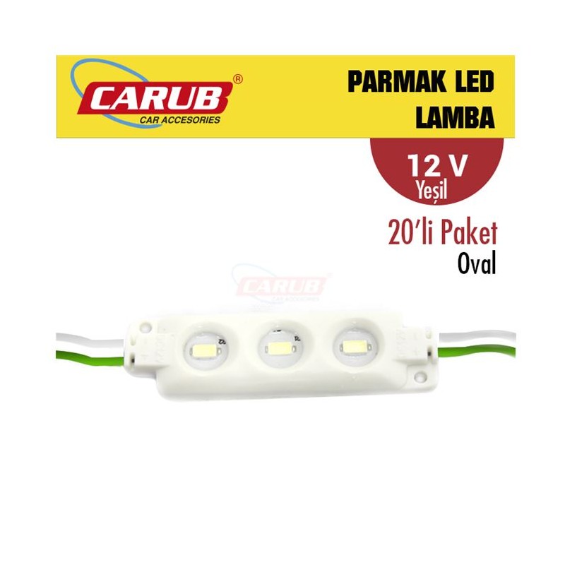 LED LAMBA MODÜL TİP OVAL 3 LED ŞEFFAF YEŞİL 12V CARUB 0409914 CARUB
