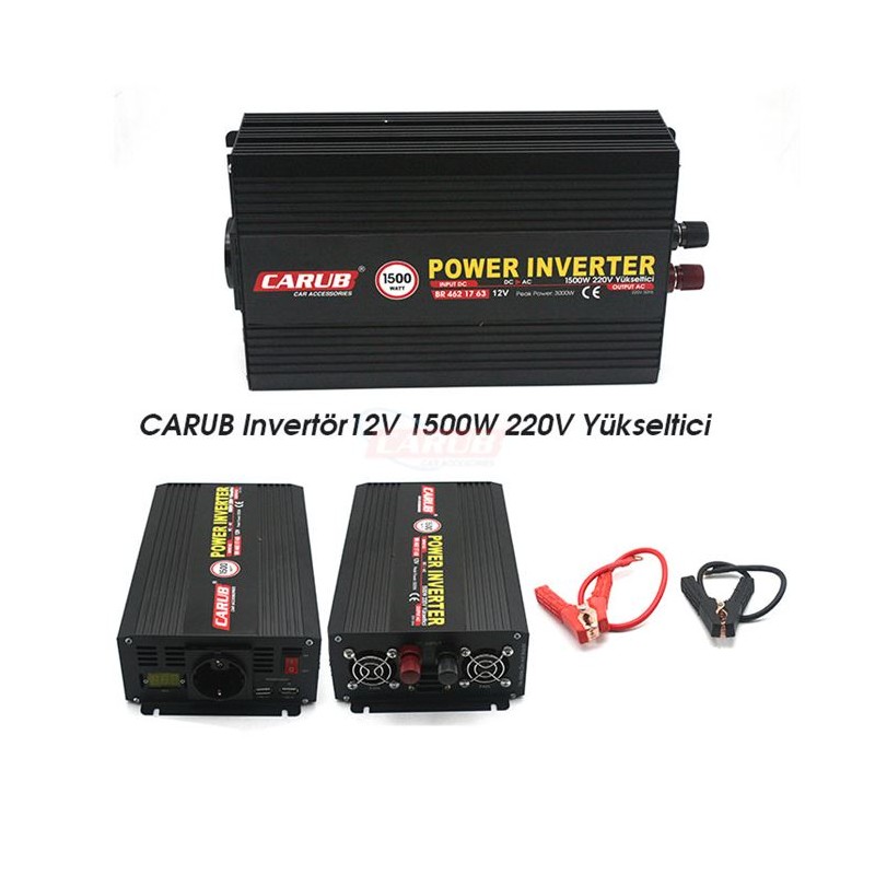 İNVERTÖR 12V-220V YÜKSELTİCİ 1500W USBLİ AKÜ MAŞ + ÇAKMAK UCU 4621763