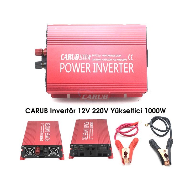 İNVERTÖR 12V-220V YÜKSELTİCİ 1000W USBLİ AKÜ MAŞ + ÇAKMAK UCU 4621761