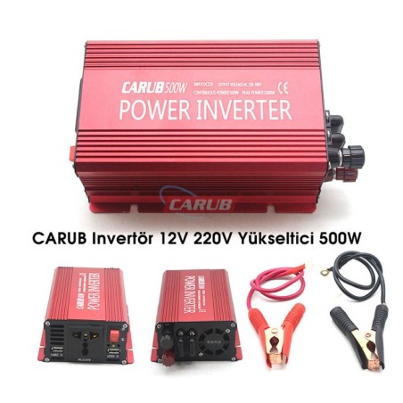 İNVERTÖR 12V-220V YÜKSELTİCİ 500W USBLİ AKÜ MAŞ + ÇAKMAK UCU 4621763 4
