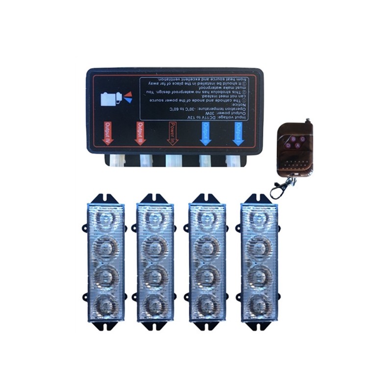 ÇAKAR LAMBA PANJUR İÇİ POWER LED 4 PRÇ UZ. KUMANDALI KIRMIZI-MAVİ 0805