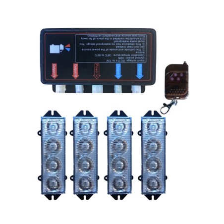 ÇAKAR LAMBA PANJUR İÇİ POWER LED 4 PRÇ UZ. KUMANDALI KIRMIZI-MAVİ 0805