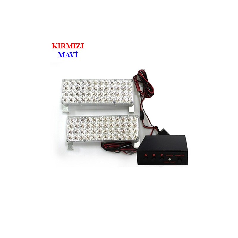 ÇAKAR LAMBA PANJUR İÇİ D.DÖRTGEN 44 LEDLİ KIRMIZI-MAVİ 0805013 KGN