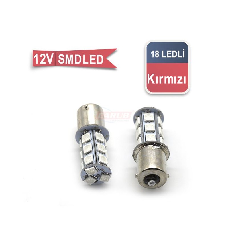 AMPÜL 93 LED 12V 18 LED SMD ÇAKARLI KIRMIZI 0404112 CARUB