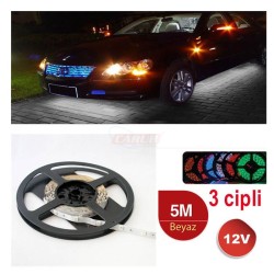 ELASTİK LED SİLİKONLU 5MT CARUB 3 ÇİPLİ 300 LED BEYAZ 4327530 CARUB