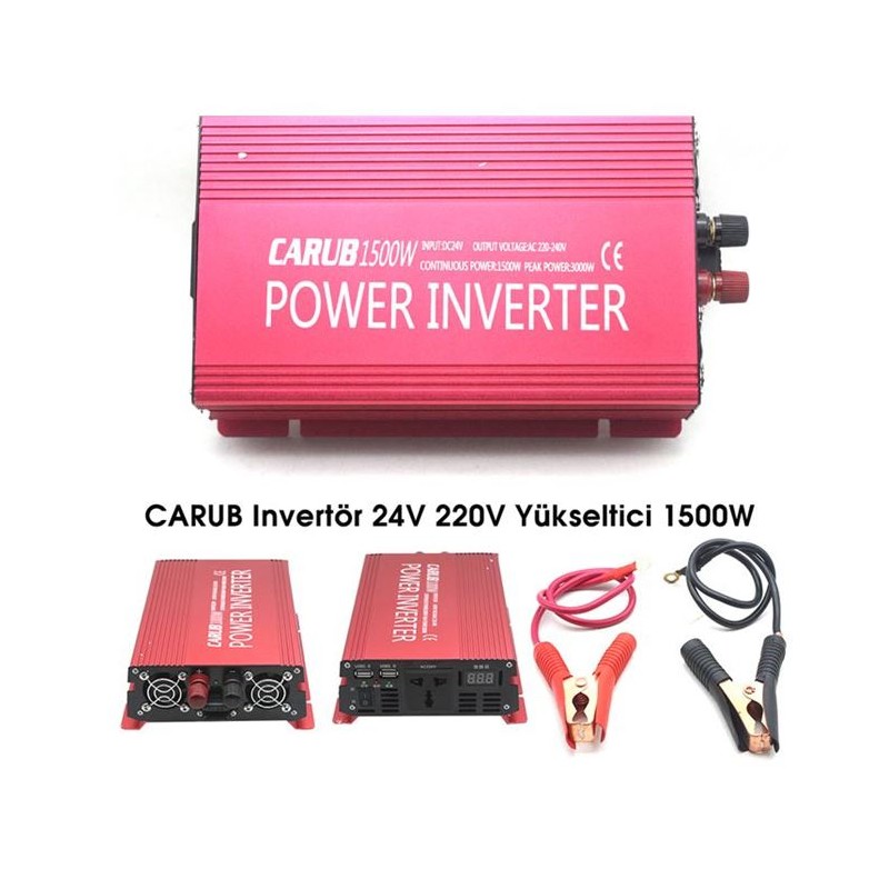 İNVERTÖR 24V-220V YÜKSELTİCİ 1500W WI + USB 4621764 CARUB