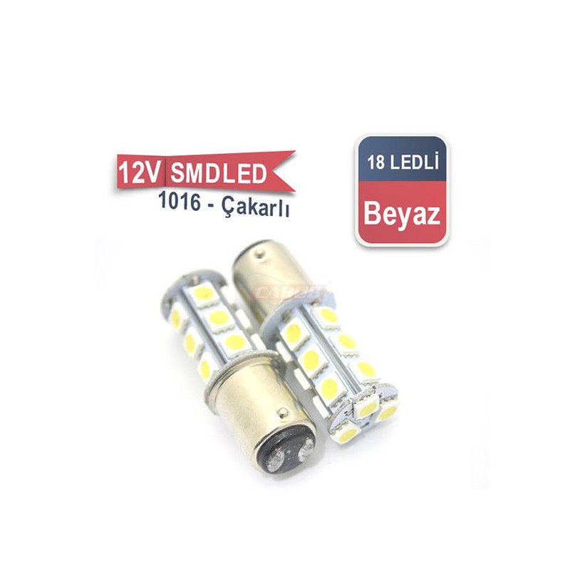AMPÜL 1016 LED 12V ÇAKARLI 1DÜZ-1ÇAKAR BEYAZ 0403027 CARUB