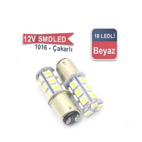 AMPÜL 1016 LED 12V ÇAKARLI 1DÜZ-1ÇAKAR BEYAZ 0403027 CARUB