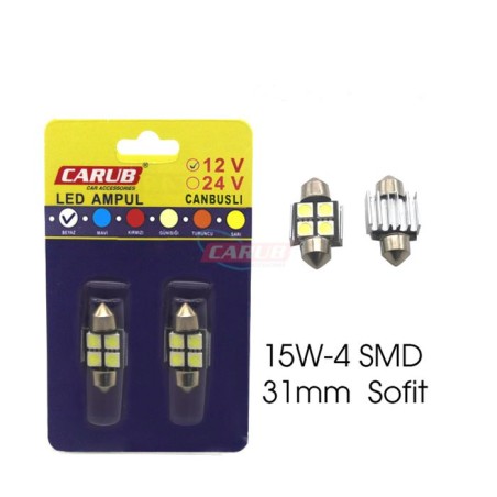 AMPÜL SOFİT LED 12V METAL CANBUS Y. NESİL BEYAZ 31MM 0402213 CARUB