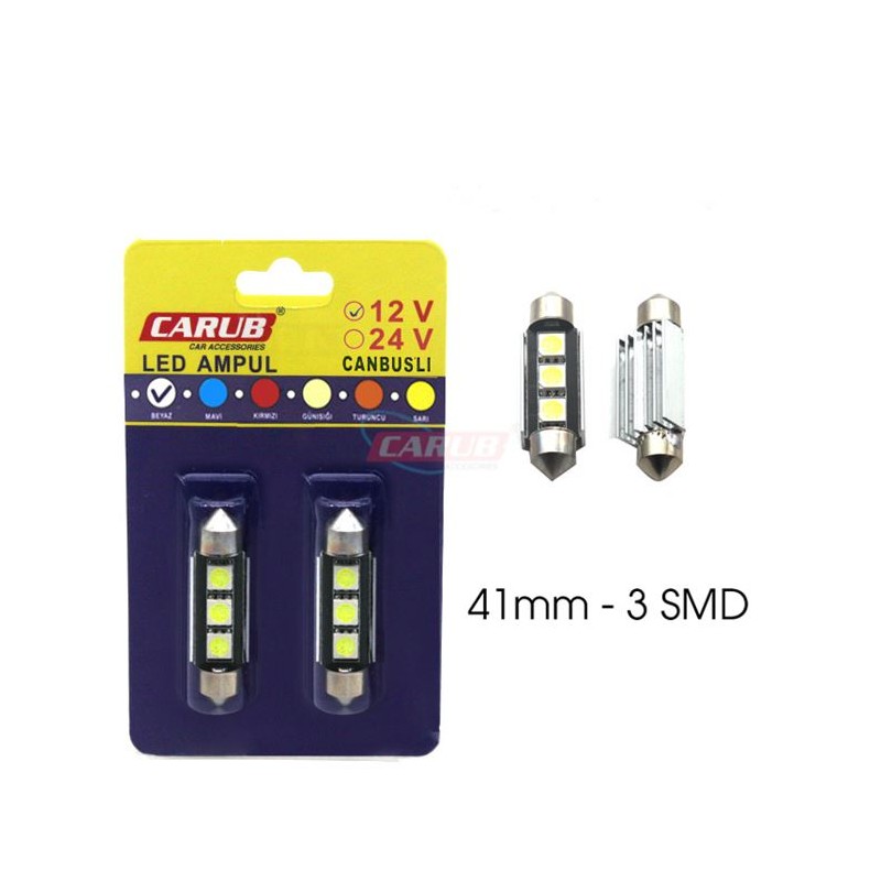 AMPÜL SOFİT LED 12V METAL CANBUS Y. NESİL BEYAZ 41MM 0402212 CARUB
