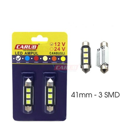 AMPÜL SOFİT LED 12V METAL CANBUS Y. NESİL BEYAZ 41MM 0402212 CARUB