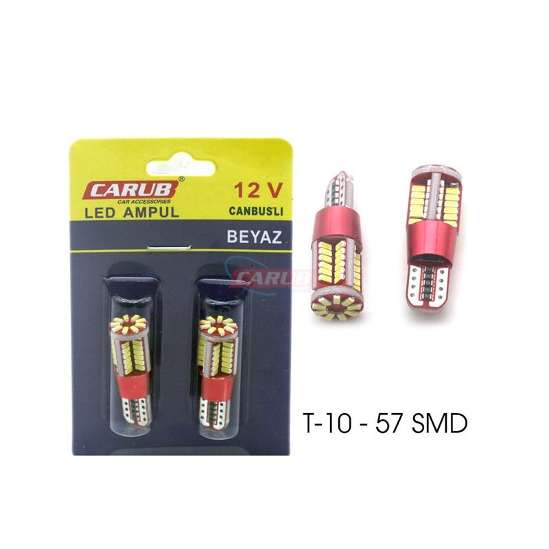 AMPÜL DİPSİZ LED 12V T10 20W CAMBUS FİBER BEYAZ 0405562 CARUB