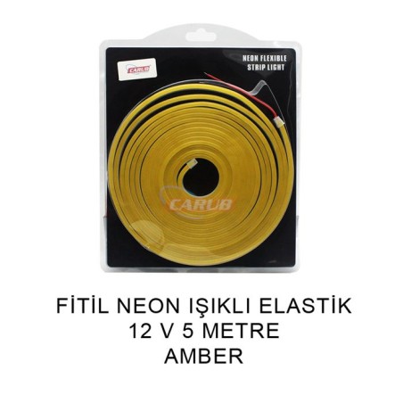 ELASTİK NEON ŞERİT LED ŞEFFAF IŞIKLI SARI 5MT 4327610 CARUB