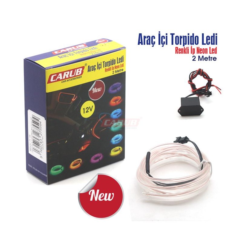 ELASTİK NEON KABLO 2MT SIKIŞTIRMALI 12V BEYAZ 4327560 CARUB