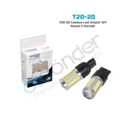 AMPÜL DİPSİZ LED 12V T20 21-5W ÇİFT 36 LED SMD CANBUS BEYAZ SENTİNEL T