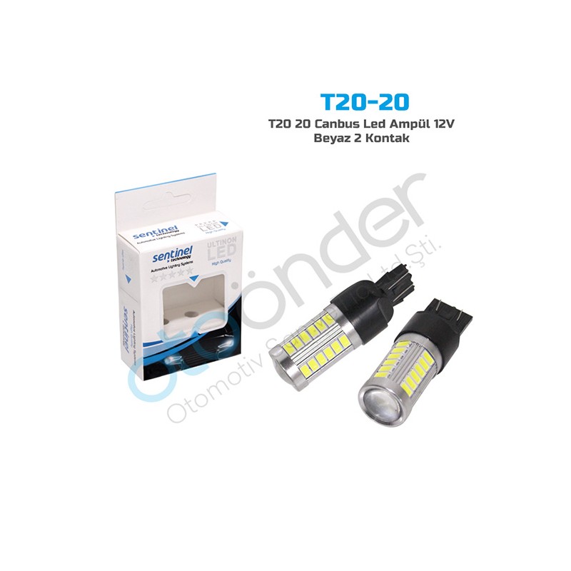 AMPÜL DİPSİZ LED 12V T20 21-5W ÇİFT 36 LED SMD CANBUS BEYAZ SENTİNEL T