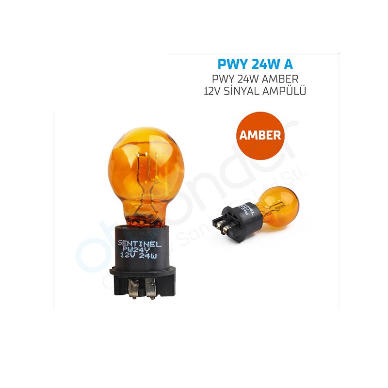 AMPÜL GÜNDÜZ FARI HALOGEN 12V PWY24W HTRC1 AMBER TURUNCU SENTİNEL PWY