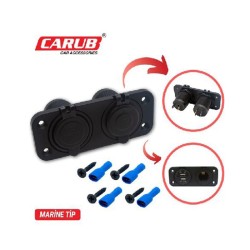 ÇAKMAK SOKETİ MARİNE TİP KAPAKLI ÇAKMAK + 2Lİ USB SUNMİLD 1700813 CARU