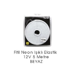 ELASTİK NEON ŞERİT LED ŞEFFAF IŞIKLI BEYAZ 12V 5MT 4327593 CARUB