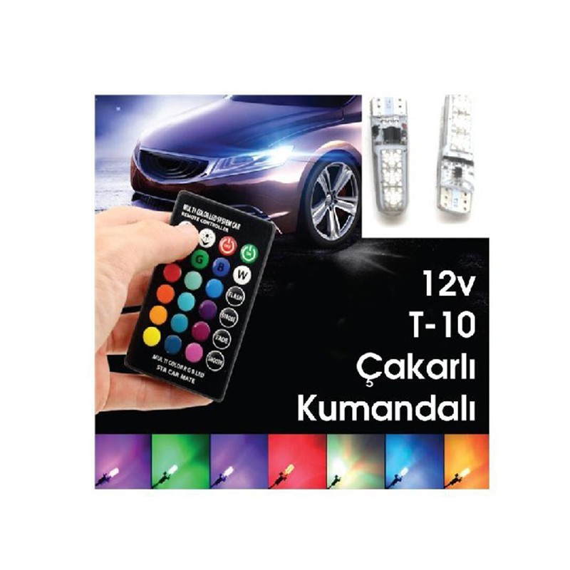 AMPÜL DİPSİZ LED 12V T10 ÇAKARLI KUMANDALI 0400241 CARUB