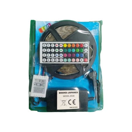 ELASTİK LED SİLİKONLU 5MT 3 ÇİPLİ 12V RGB ÇOK RENKLİ KUMANDALI 220V AD