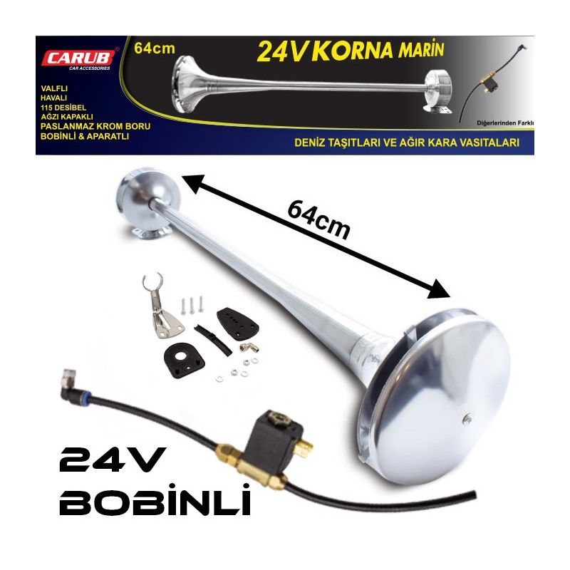 KORNA HAVALI MARİNE TEK BORU YUVARLAK 640MM 24V PASLANMAZ 2751563 CARU