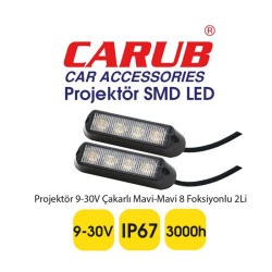 PROJEKTÖR 9-30V ÇAKARLI MAVİ-MAVİ 8 FONKSİYON 2 Lİ 3056356 CARUB